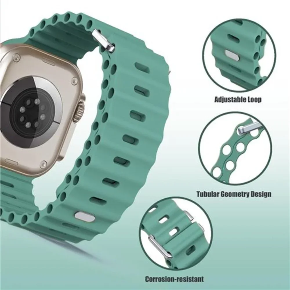 Sport Soft Silicone Compatible with Apple Watch Ocean Band Wristband Ultra 9 8 7